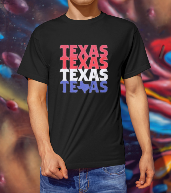 Texas Texas Texas Texas Map Red White Blue T-Shirt