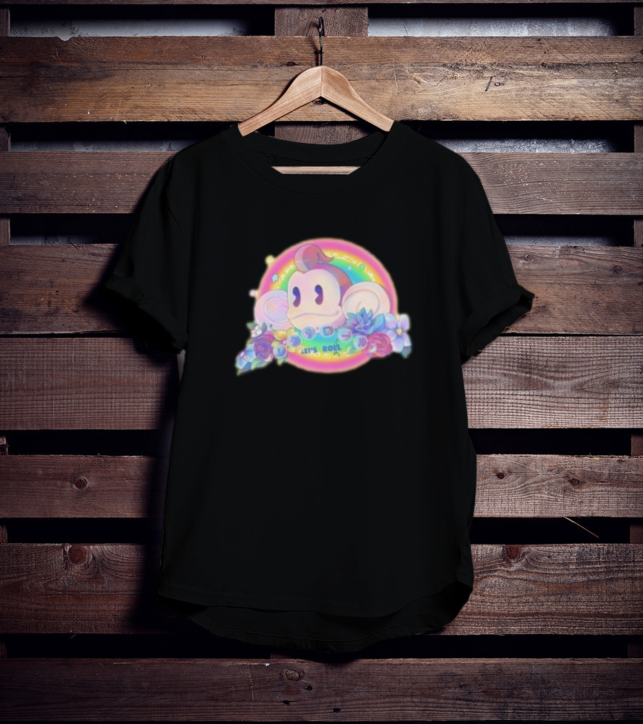 Quit Monkeying Around Let's Roll With Rainbow Monkey And Flowers T-Shirt