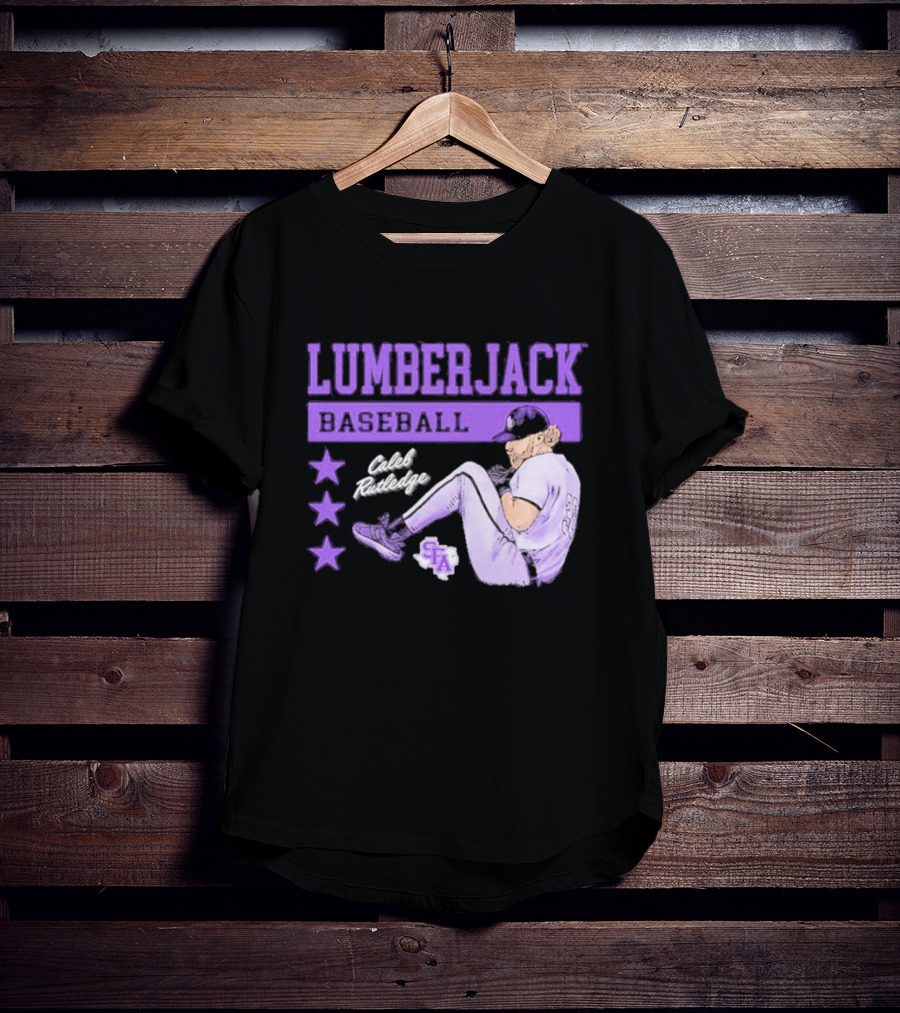 Lumberjack Baseball Caleb Rutledge SFA Cartoon T-Shirt