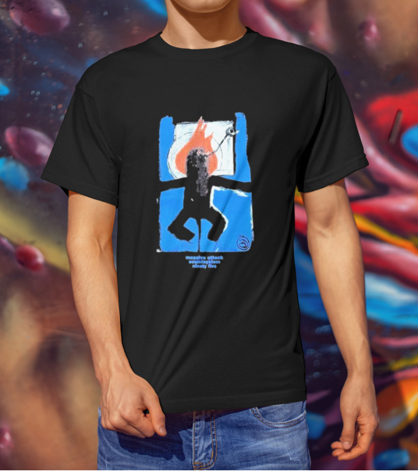 Massive Attack Soundsystem Ninety Five Fire Silhouette Blue Frame T-Shirt