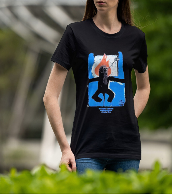 Massive Attack Soundsystem Ninety Five Fire Silhouette Blue Frame T-Shirt