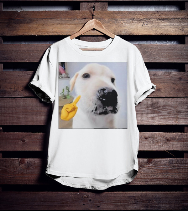 Mewing Cringe Cute Dog Meme Emoji Interaction T-Shirt
