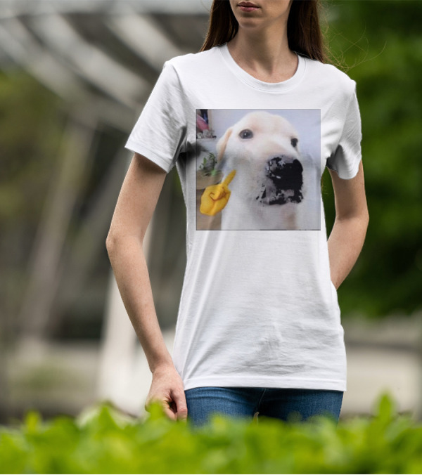 Mewing Cringe Cute Dog Meme Emoji Interaction T-Shirt