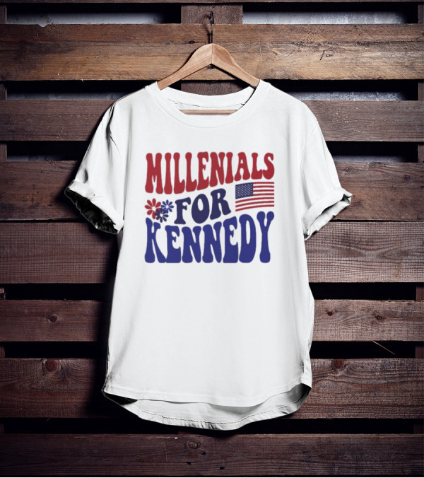 Millennials For Kennedy American Flag Flower Power T-Shirt