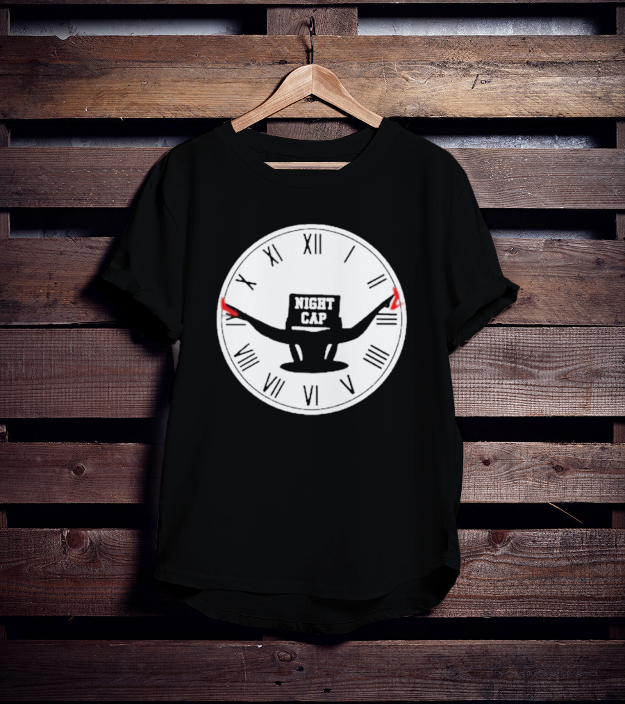 Night Cap Clock Roman Numerals Quarter To Three T-Shirt