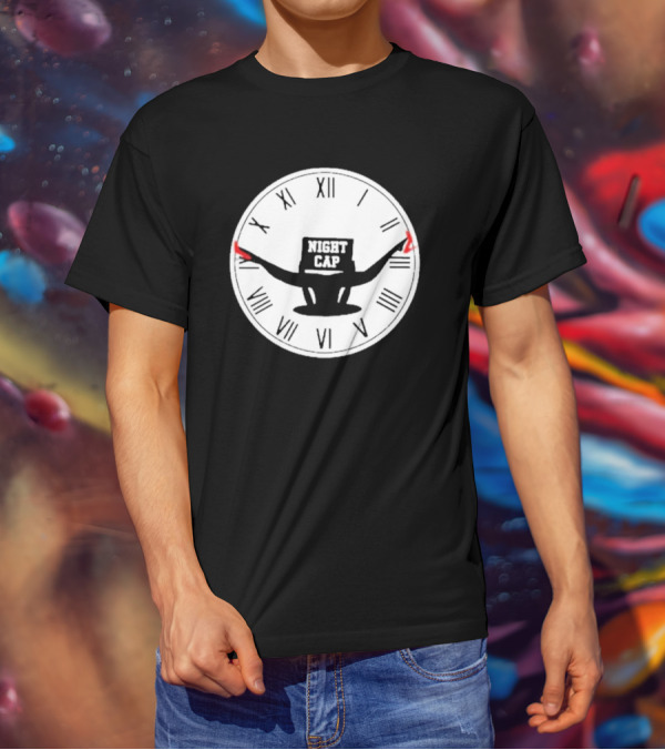 Night Cap Clock Roman Numerals Quarter To Three T-Shirt