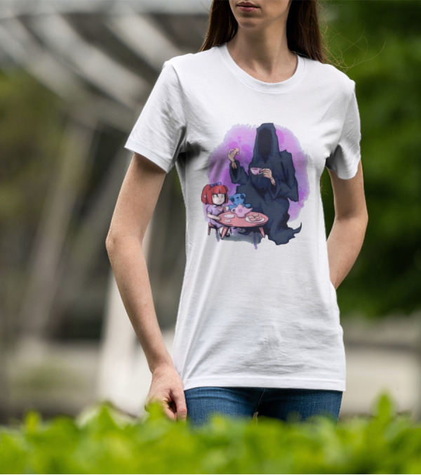 Tea Party With Grim Reaper And Little Girl T-Shirt