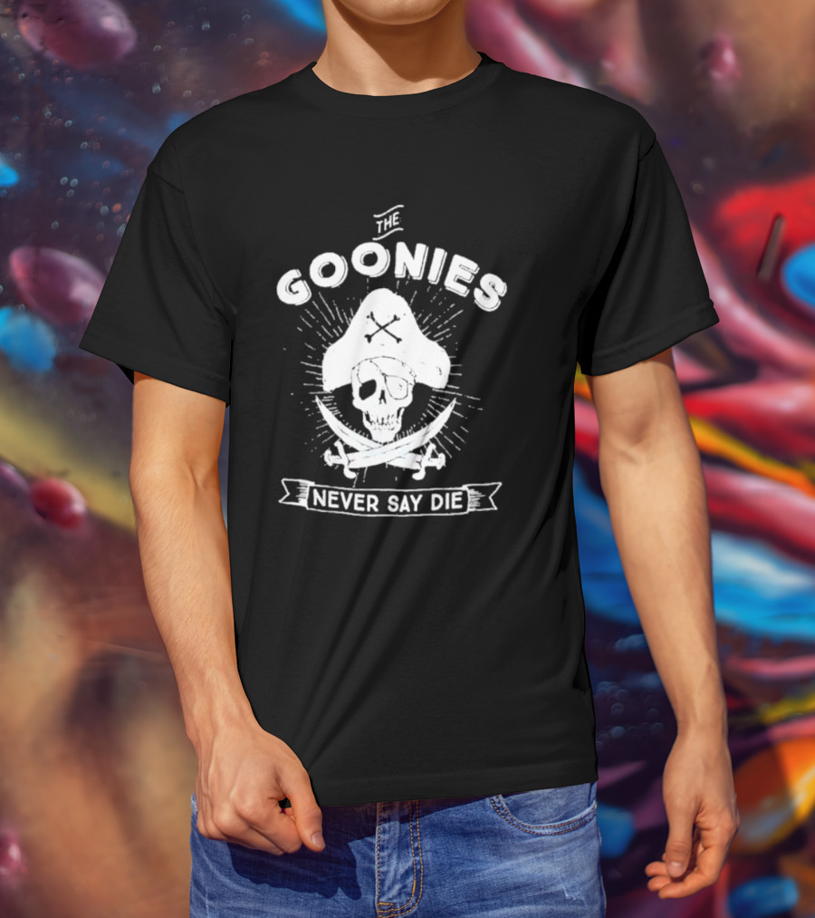 The Goonies Never Say Die Pirate Skull Crossed Swords T-Shirt