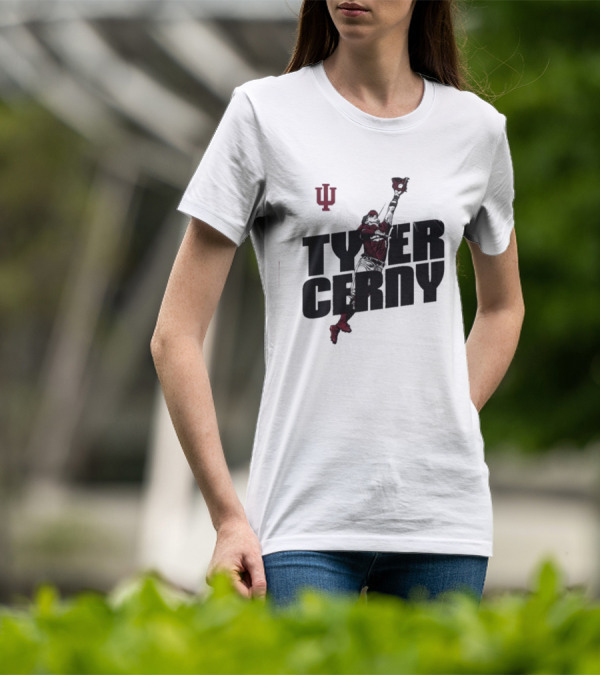 Tyler Cerny Baseball Indiana University Jumping Catch T-Shirt