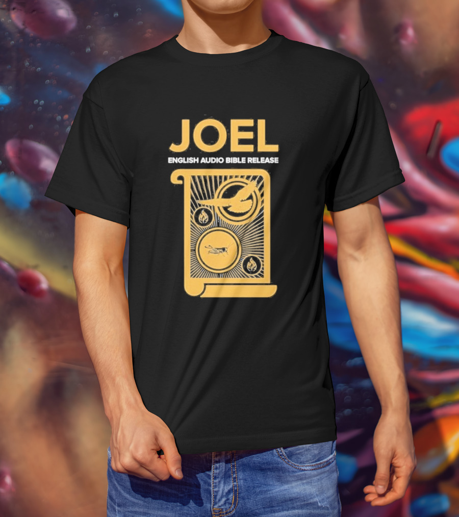 JOEL English Audio Bible Release Scroll Locust Bird Flame Icons T-Shirt