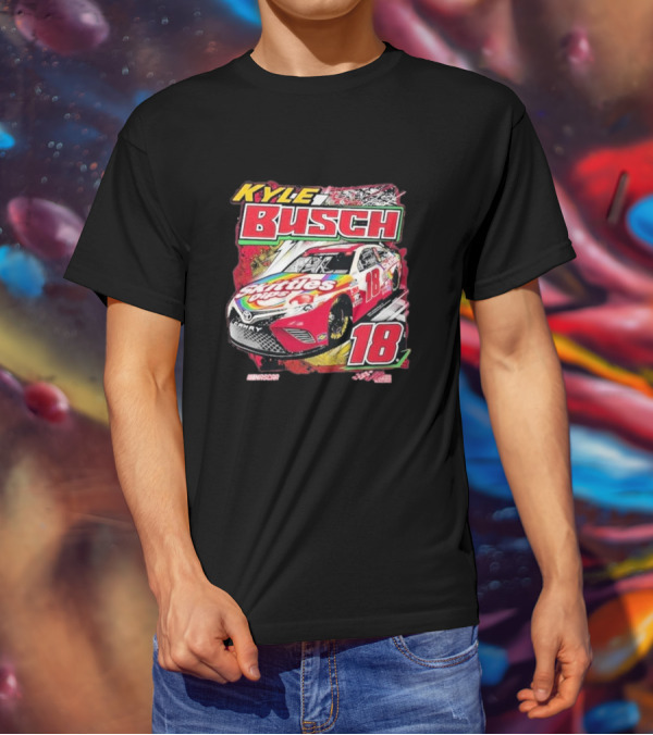 Kyle Busch Joe Gibbs NASCAR Skittles Pops 18 Racing Team Collection Backstretch Driver T-Shirt