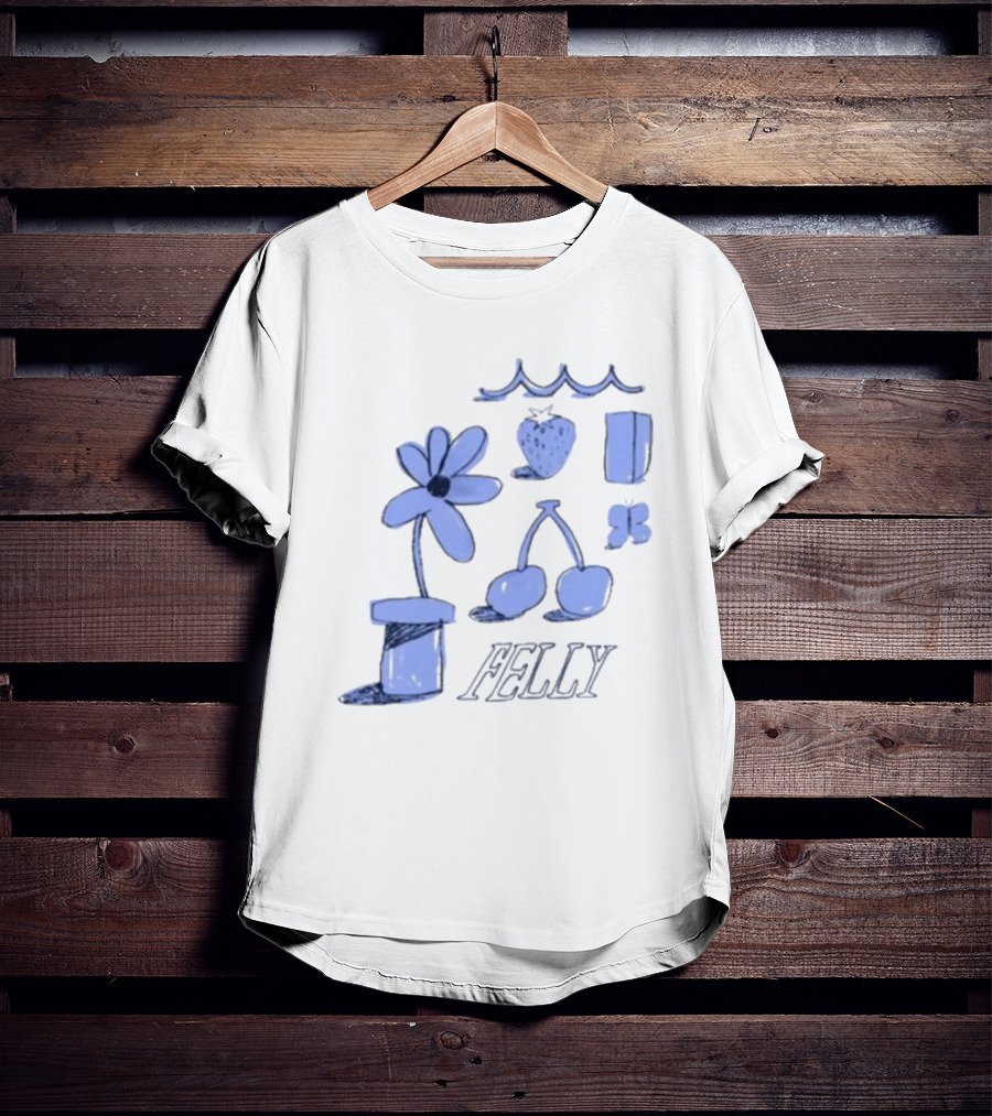 Felly Flower Heart Cherry Butterfly Wavy T-Shirt