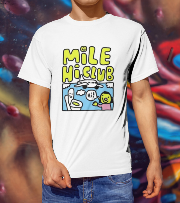 Mile Hi Club Airplane Bathroom Cartoon Hi Smiley Face T-Shirt