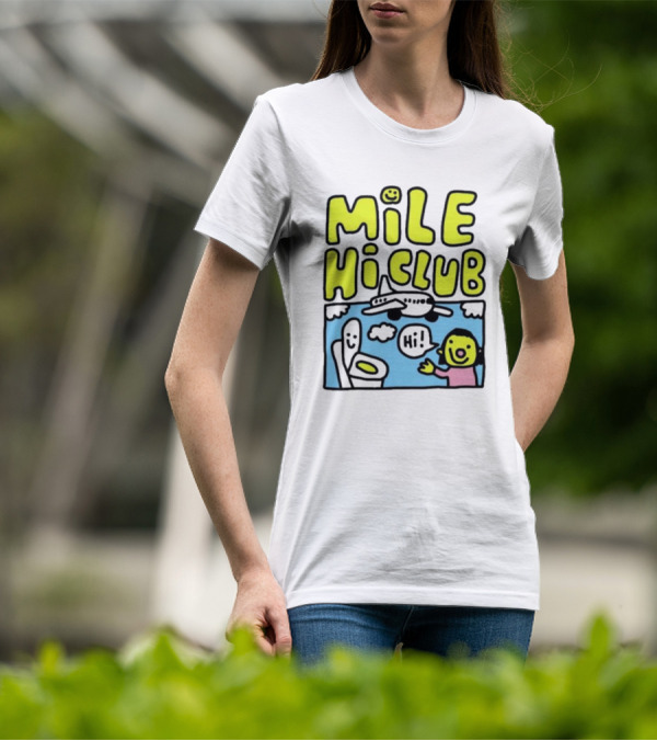 Mile Hi Club Airplane Bathroom Cartoon Hi Smiley Face T-Shirt