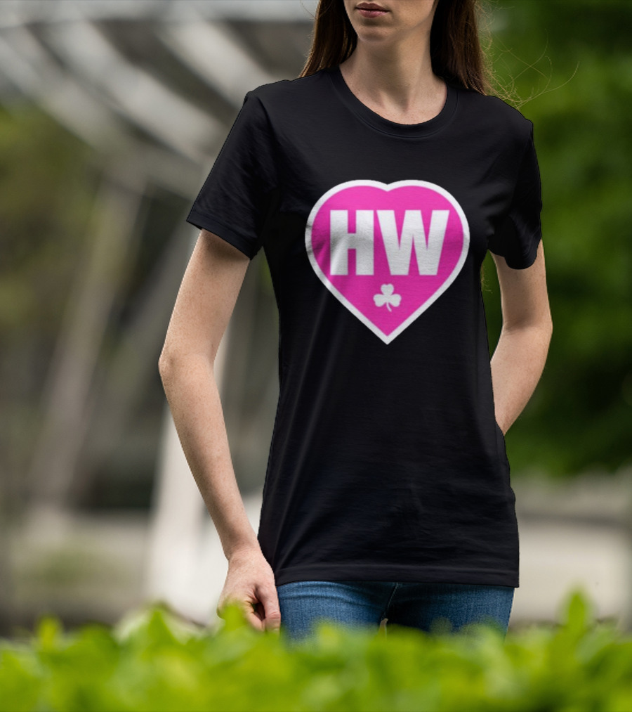 Celtics HW Heart With Pink Clover Move4Heather T-Shirt