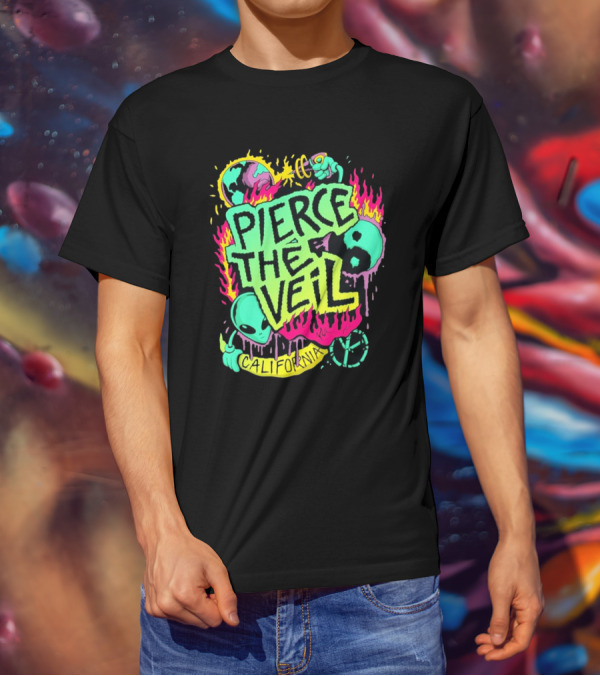 Pierce The Veil California Alien Peace Planet Flame T-Shirt