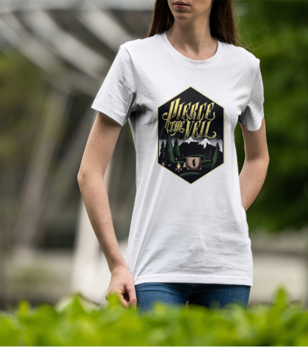 Pierce The Veil Mountain Tent Campfire Forest Scene T-Shirt