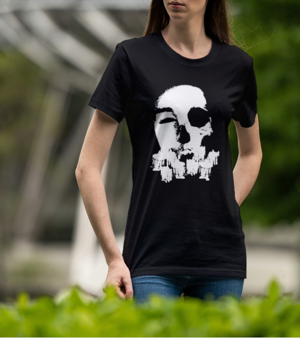 Turnabout Grayscale Face With Abstract Text T-Shirt