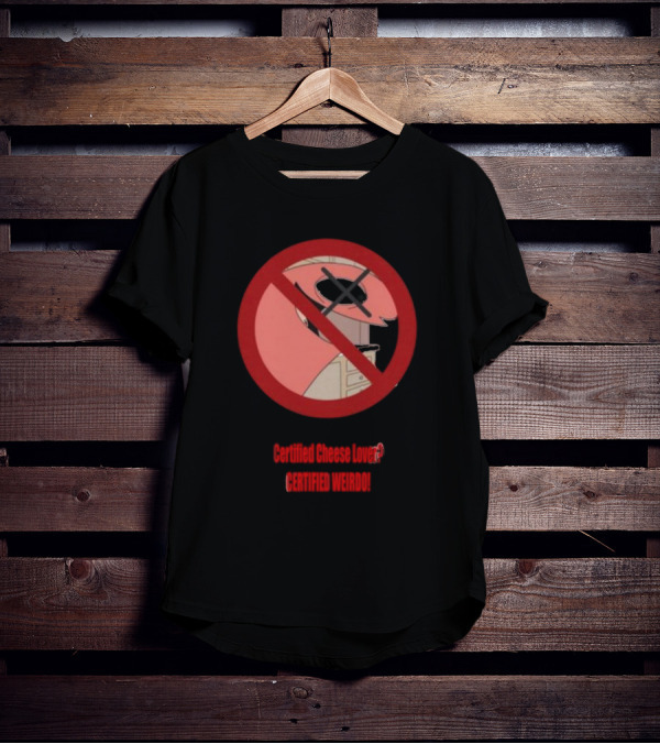 Certified Cheese Lover Certified Weirdo Dj Spitz No Face Silhouette In Red Circle T-Shirt