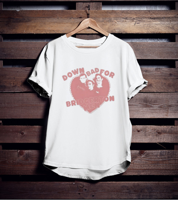 Down Bad For Bridgerton Men Heart Trio T-Shirt