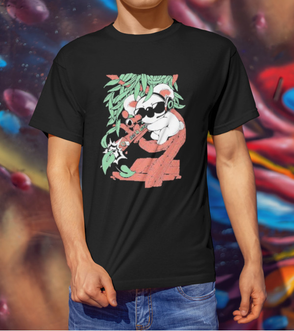 Flyquest Leaf Me Alone Koala Sniper On Tree Branch With Sunglasses And Headphones T-Shirt