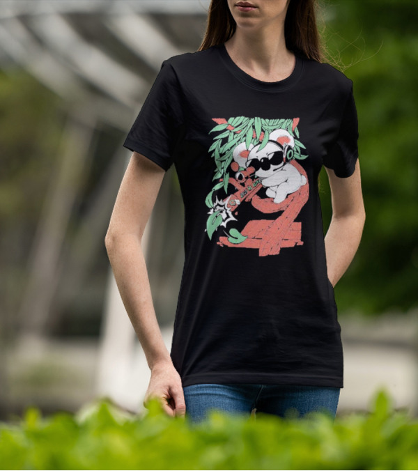 Flyquest Leaf Me Alone Koala Sniper On Tree Branch With Sunglasses And Headphones T-Shirt
