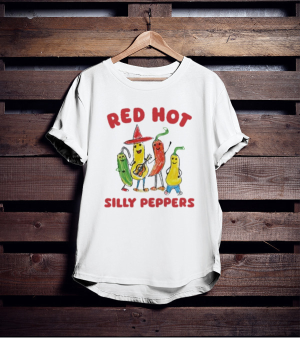 Sillycityco Red Hot Silly Peppers Cartoon Band Characters T-Shirt
