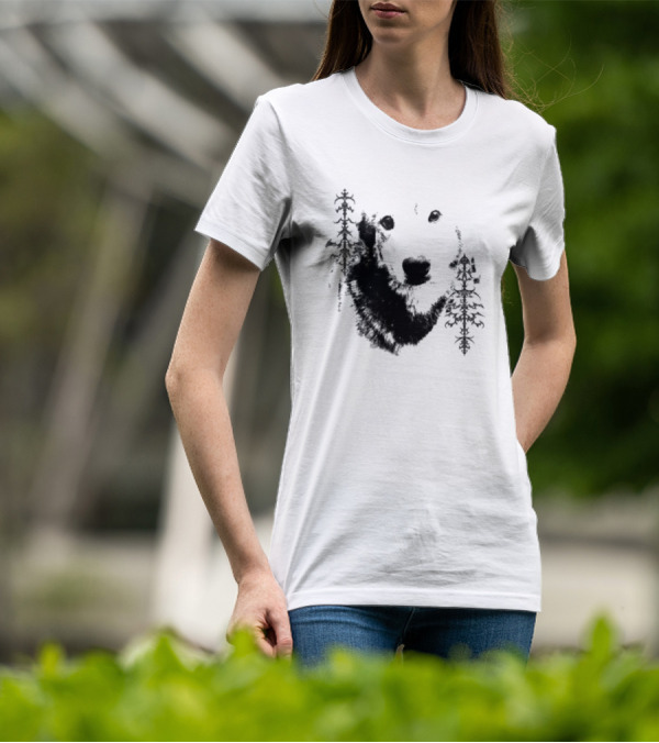 Wolf Face With Stylized Evergreen Trees T-Shirt