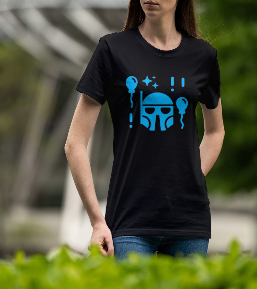 Boba Fett Helmet With Balloons And Stars Youth Star Wars Day T-Shirt