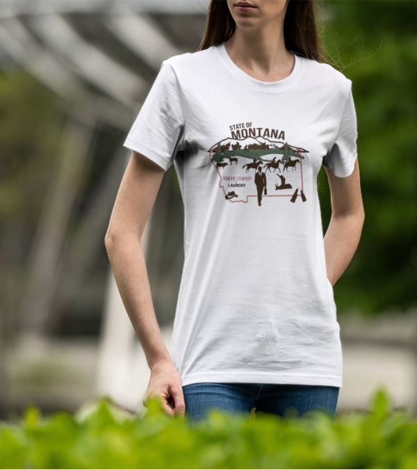 State Of Montana Tokyo Cowboy Laundry Pastoral Scene T-Shirt