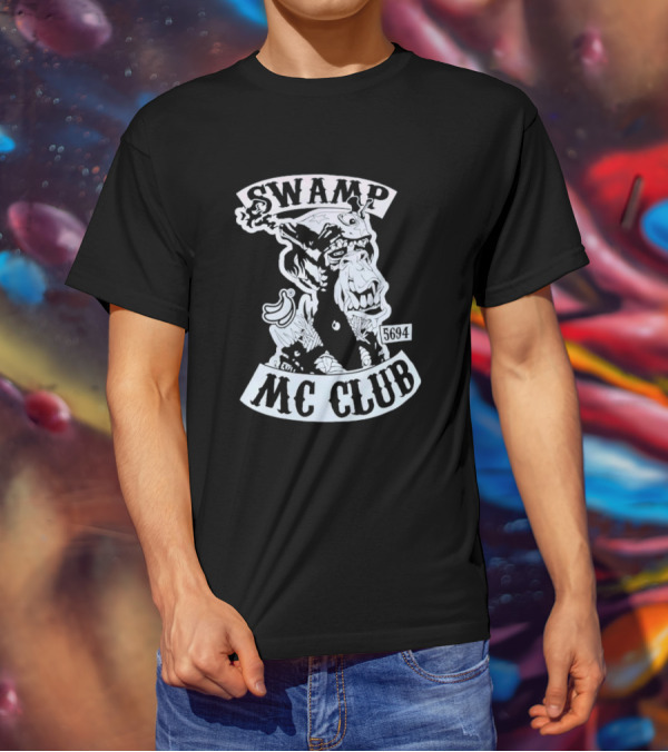 Swamp MC Club 5694 Gorilla Skull Motorcycle Emblem T-Shirt