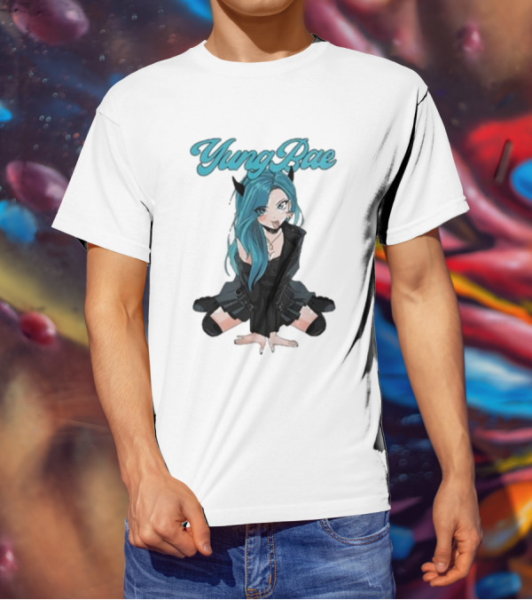 Yung Rae Blue-Haired Goth Anime Girl T-Shirt