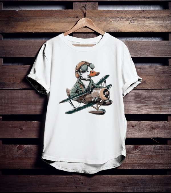 Aviator Duck Flying Vintage Airplane Pilot Softstyle T-Shirt