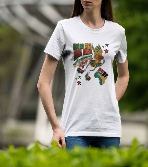 Chains Were Broken Spirits Soared Rasta Colors Fist Bird Stars T-Shirt