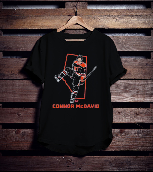 Connor McDavid Hockey Player 97 Canada Map Outline T-Shirt