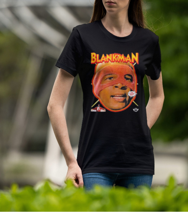 Blankman Heroic Arrival To Save Your Butt With Iconic Masked Superhero Image T-Shirt