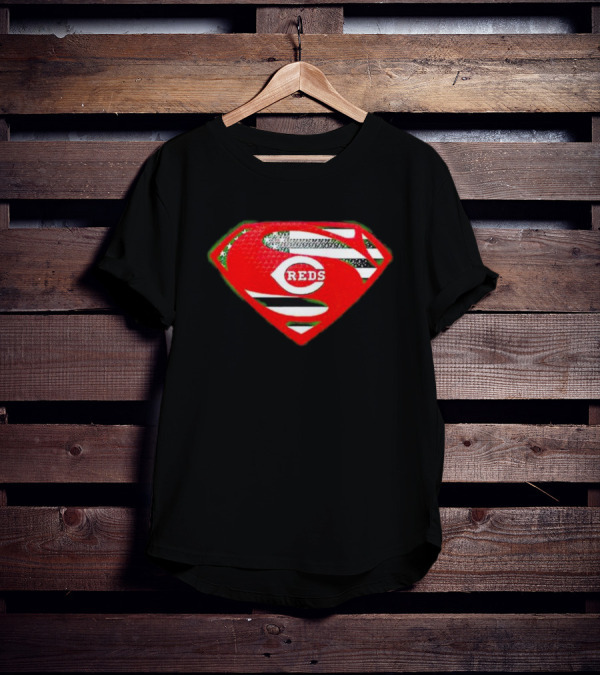 Cincinnati Reds Superman Shield USA Flag T-Shirt