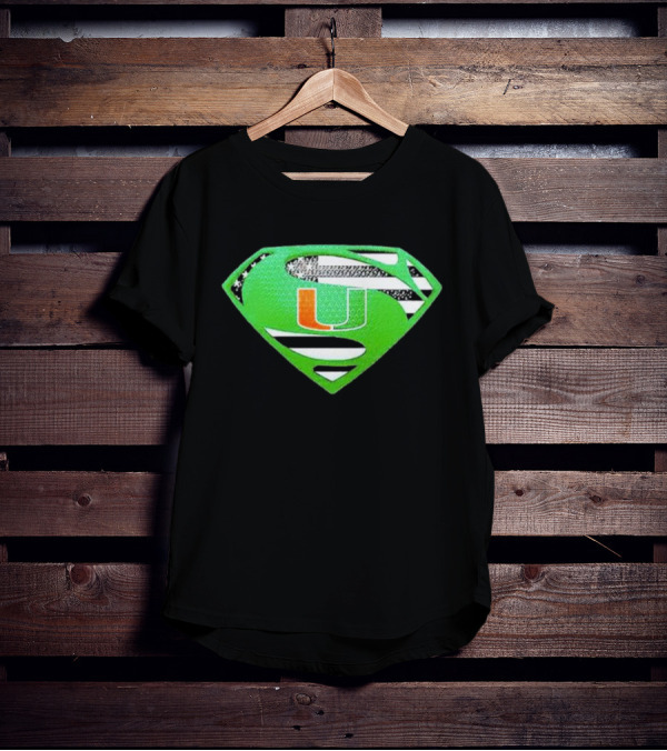 Miami Hurricanes USA Flag Superman T-Shirt