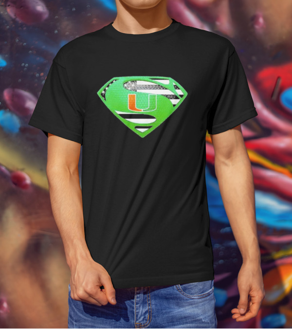 Miami Hurricanes USA Flag Superman T-Shirt