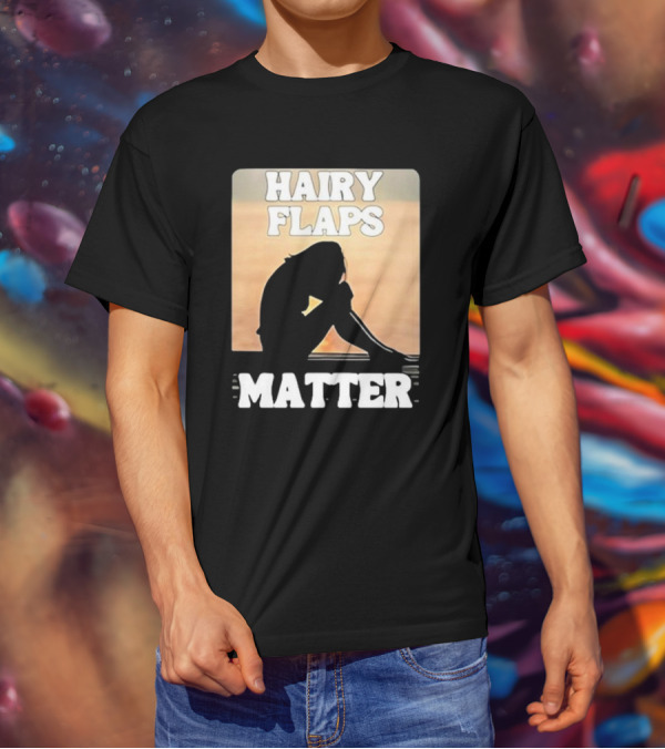 Hairy Flaps Matter Silhouette On Beach Background T-Shirt