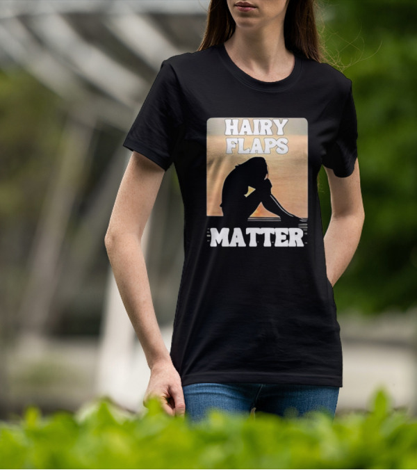 Hairy Flaps Matter Silhouette On Beach Background T-Shirt