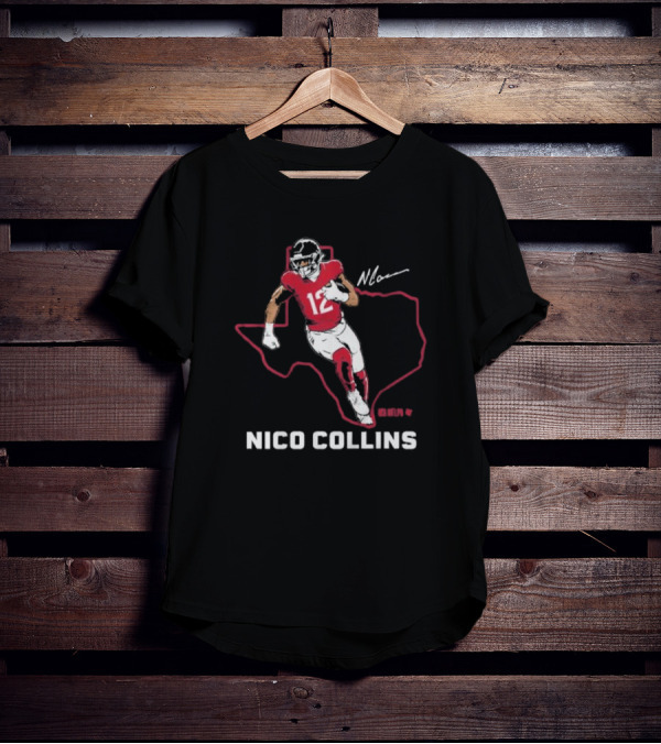 Nico Collins Texas Football Star Number 12 Signature T-Shirt