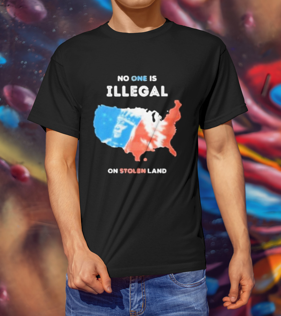 NO ONE IS ILLEGAL ON STOLEN LAND Indigenous Map T-Shirt