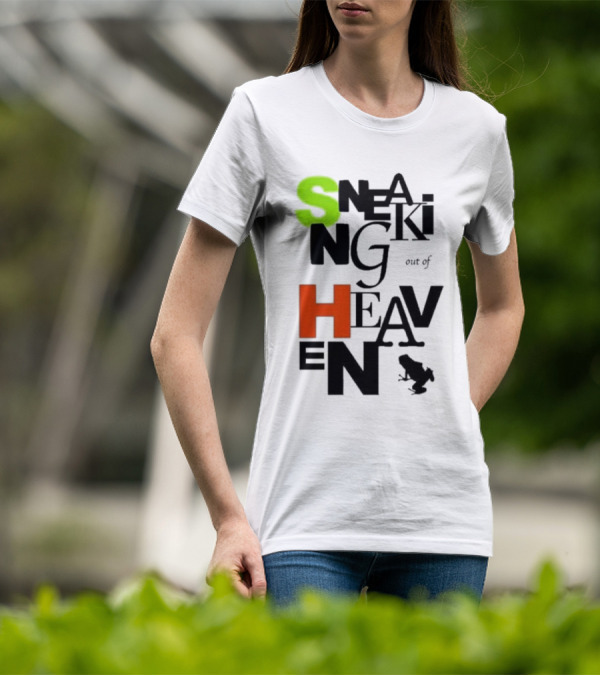 Sneaking Out Of Heaven Frog In Neon And Orange Letters T-Shirt