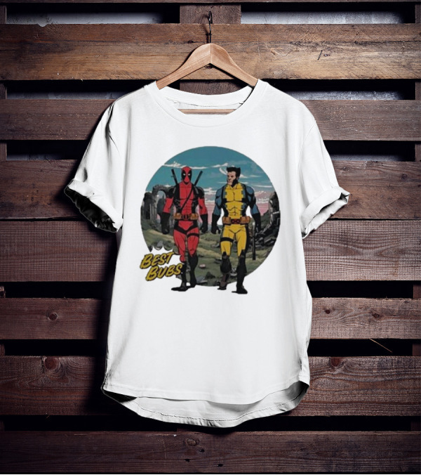 The Streamr Nerdriot Best Bubs Deadpool Wolverine Walking Scene T-Shirt