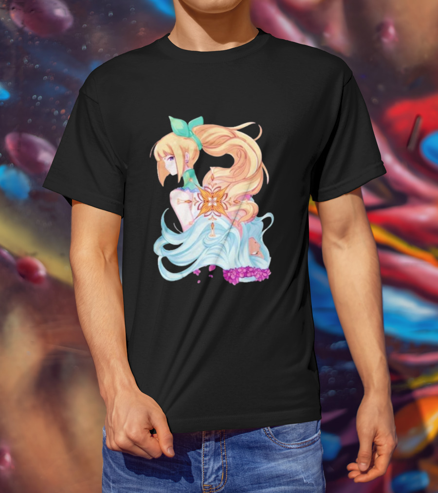 Virgo Versus The Zodiac Anime Illustration With Pastel Colors And Floral Elements T-Shirt