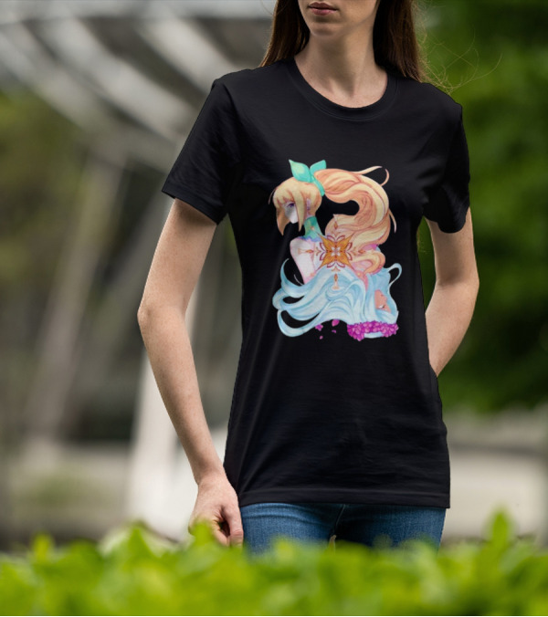 Virgo Versus The Zodiac Anime Illustration With Pastel Colors And Floral Elements T-Shirt