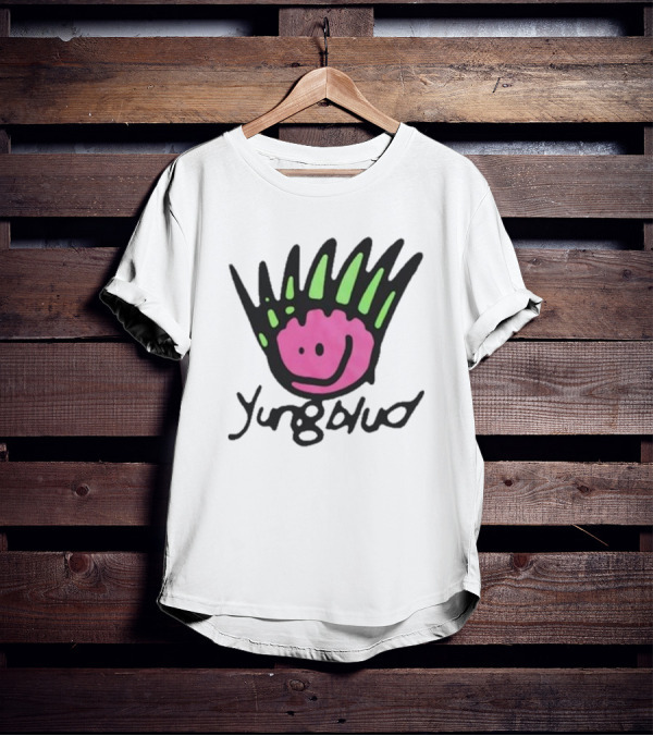 Yungblud Be Fookin Happy Pink Smiley Face With Green Spikes T-Shirt