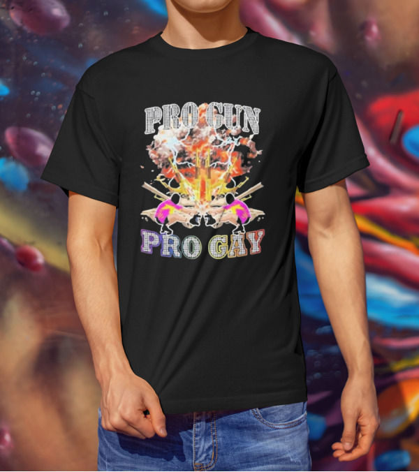 Pro Gun Pro Gay Explosion Duality T-Shirt