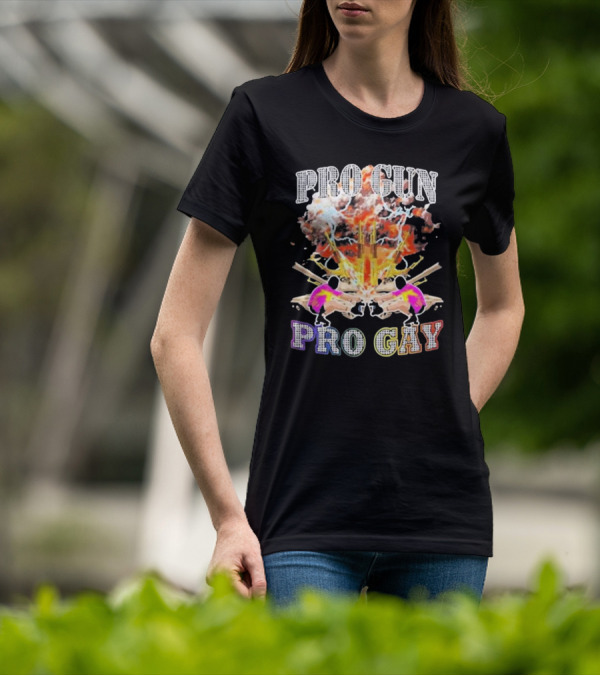 Pro Gun Pro Gay Explosion Duality T-Shirt